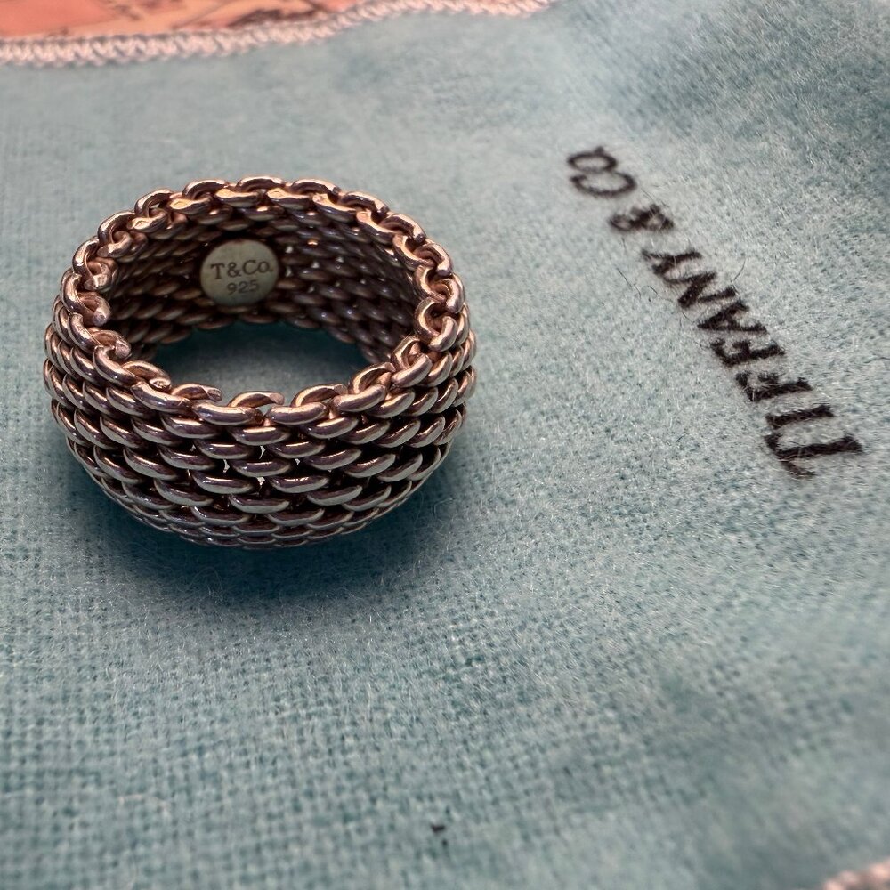 Tiffany Somerset sterling mesh ring - size 4.75/5